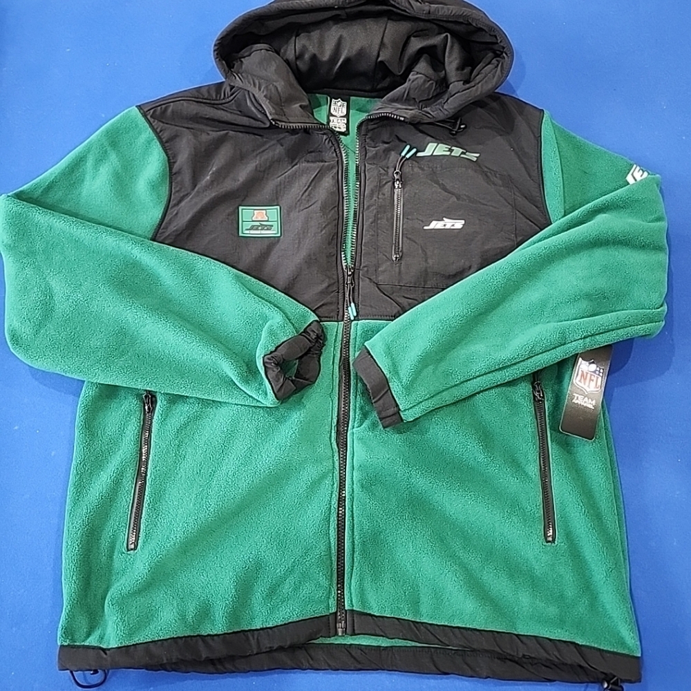 Medium NFL New York Jets Jacket Full Zip Hooded Team Apparel Men’s FLEECE